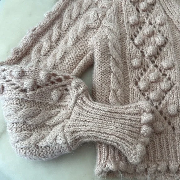 Zara Jewel Button Knit Cardigan Blush Pink Knit Sweater Size Small Loose Fit - Picture 11 of 16